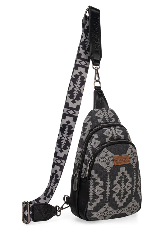 Wrangler Southwestern Print Small Canvas Sling Bag/Crossbody/Chest Bag