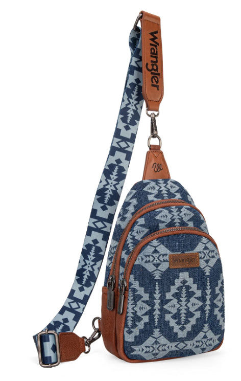 Wrangler Southwestern Print Small Canvas Sling Bag/Crossbody/Chest Bag