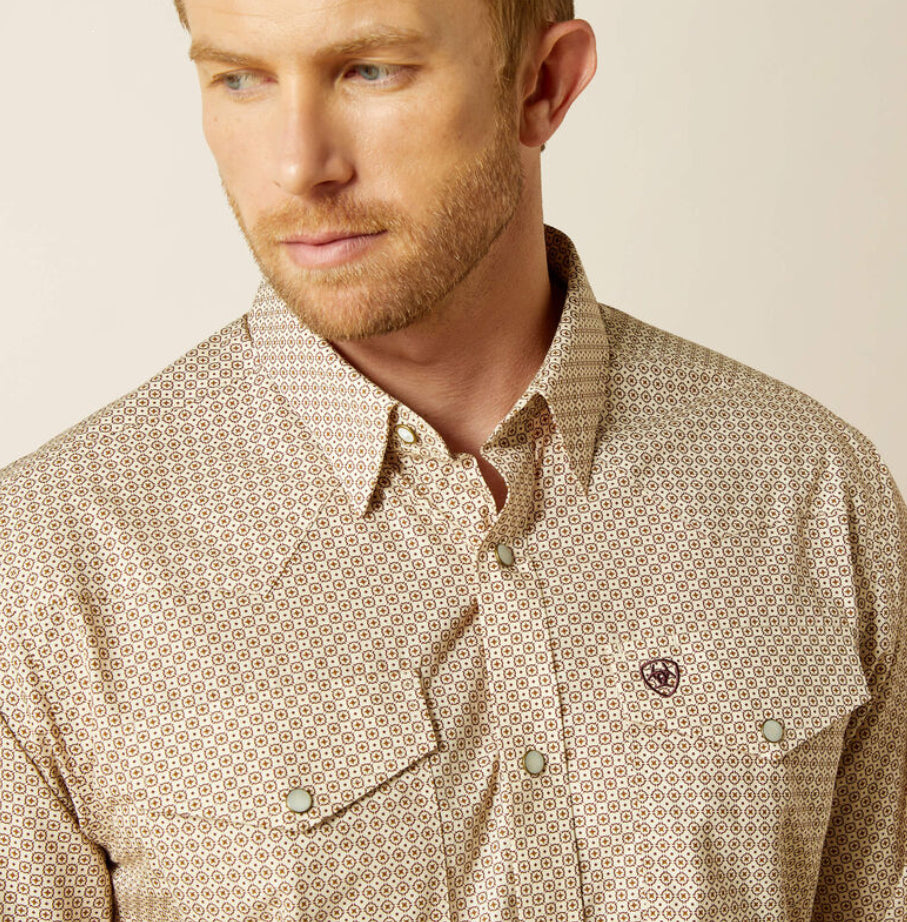 Men’s Ariat Eddie Tan Geo Print Snap Shirt