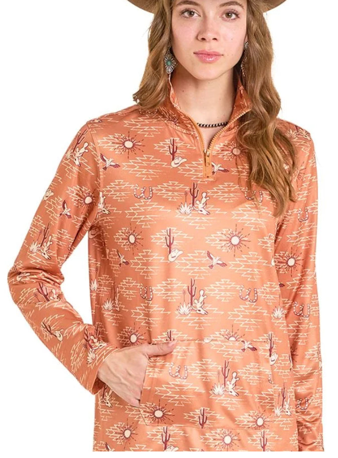 Women’s Panhandle Slim Camel Desert Print Perf Hoodie