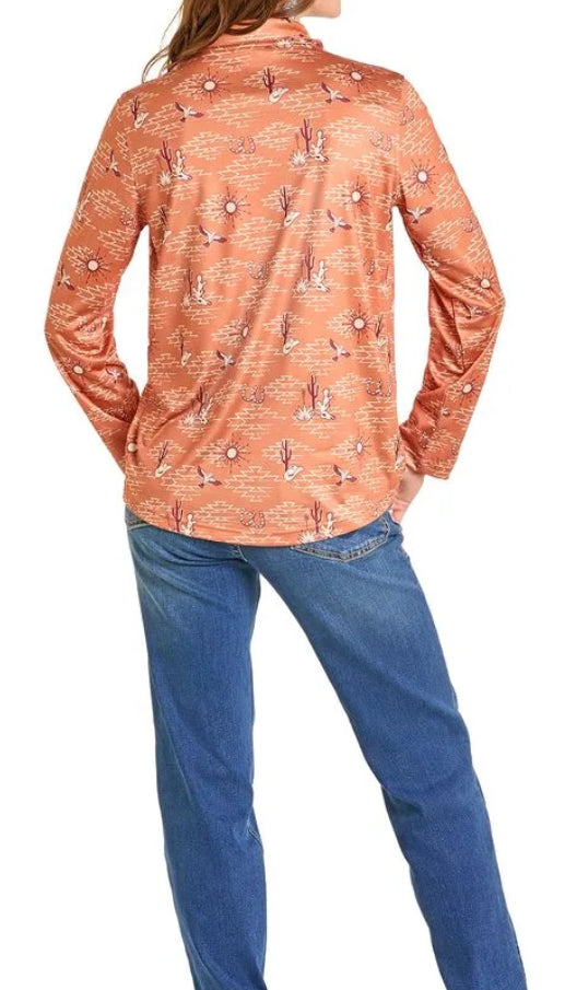 Women’s Panhandle Slim Camel Desert Print Perf Hoodie