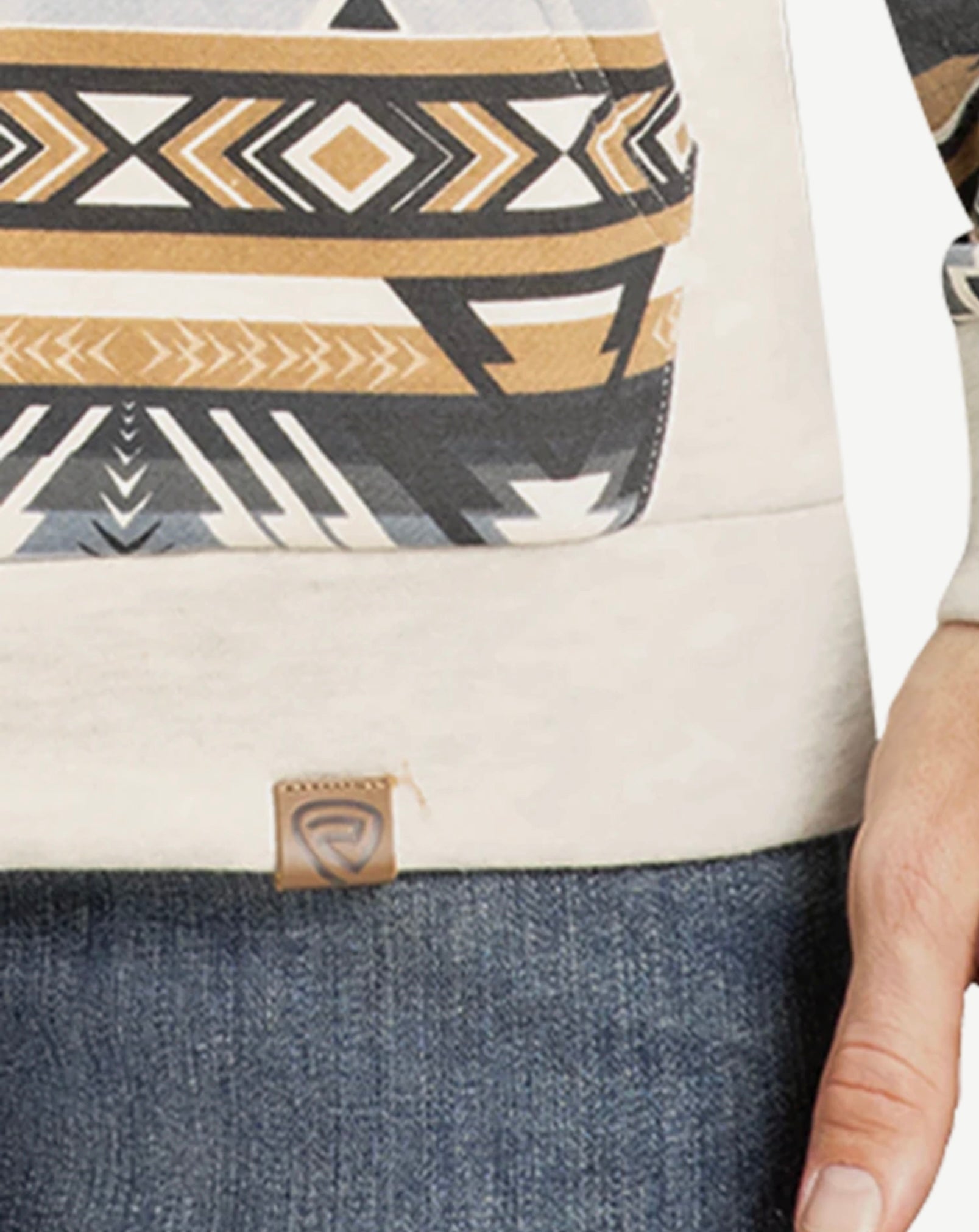 Rock & Roll Men’s Natural Aztec Sleeve Hoodie