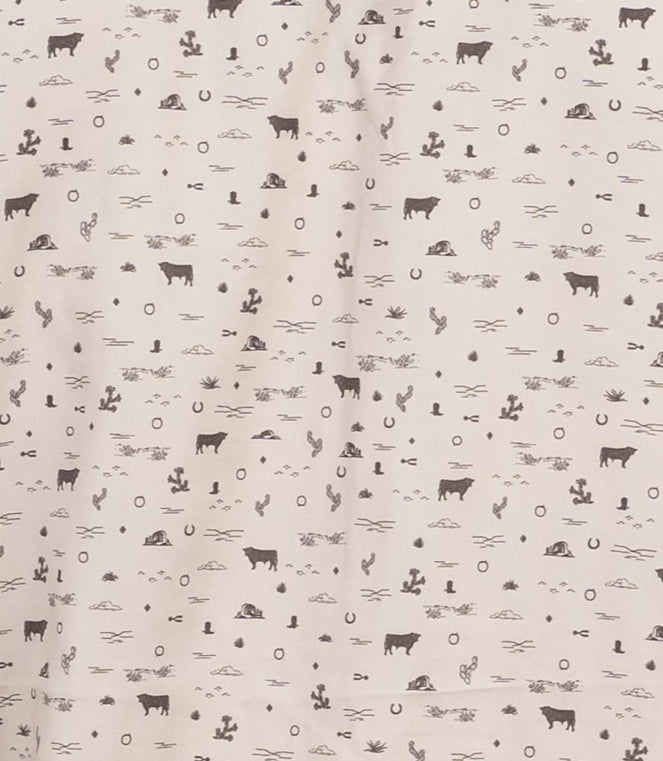 MEN'S StS LONG SLEEVE - KHAKI Cattle Print Shirt