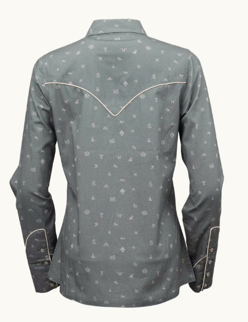 Outback Women’s Sage Cattle Brand Snap Shirt