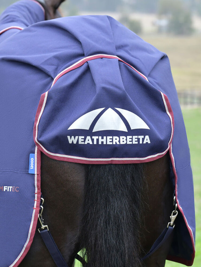 Weatherbeeta ComFiTec Essential Turnout Detach-A-Neck 220G Navy/Burgundy
