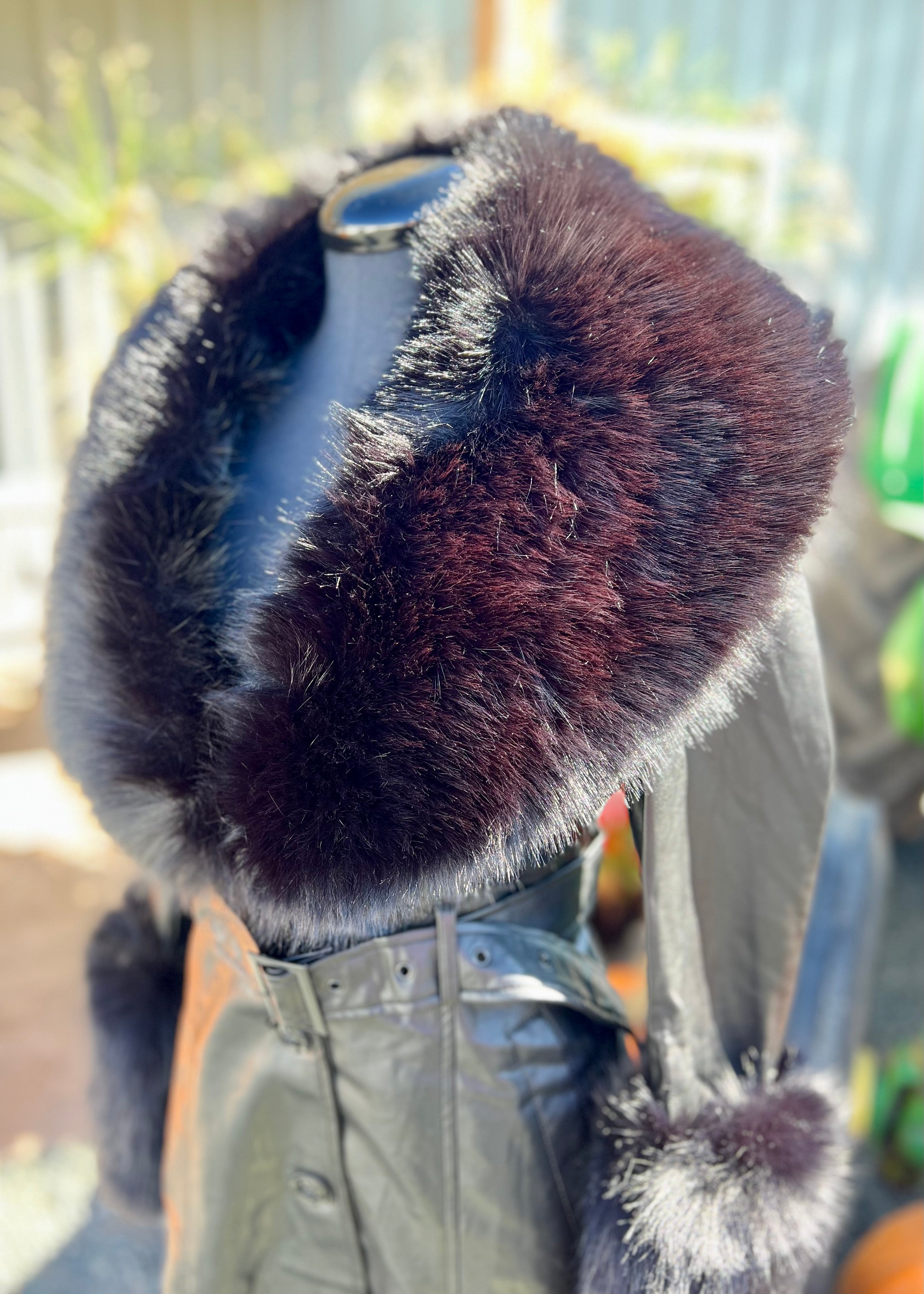 Black Fur Trimmed Jacket with Vegan Leather