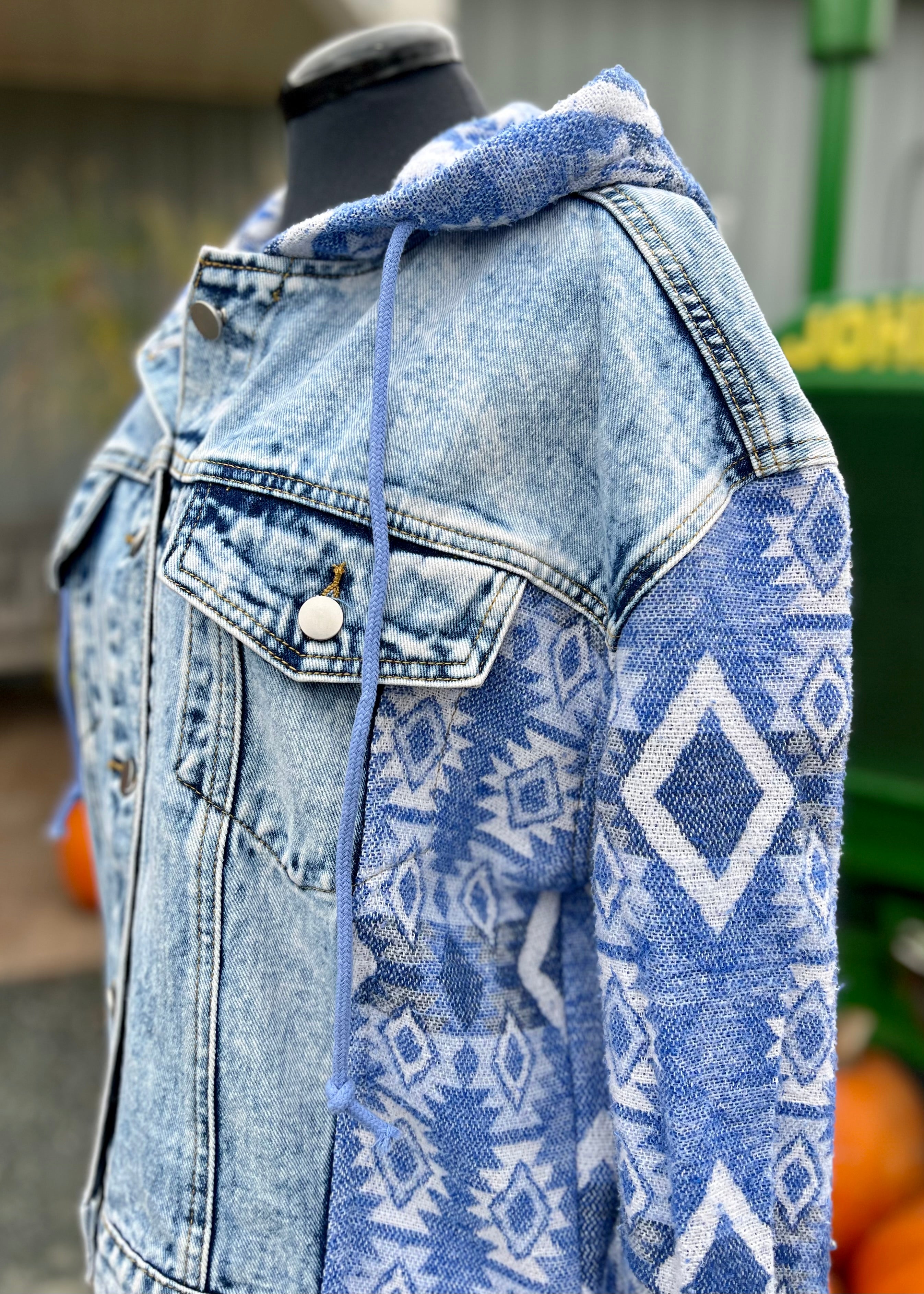 Blue Southwest Woven Hoodie Jacket