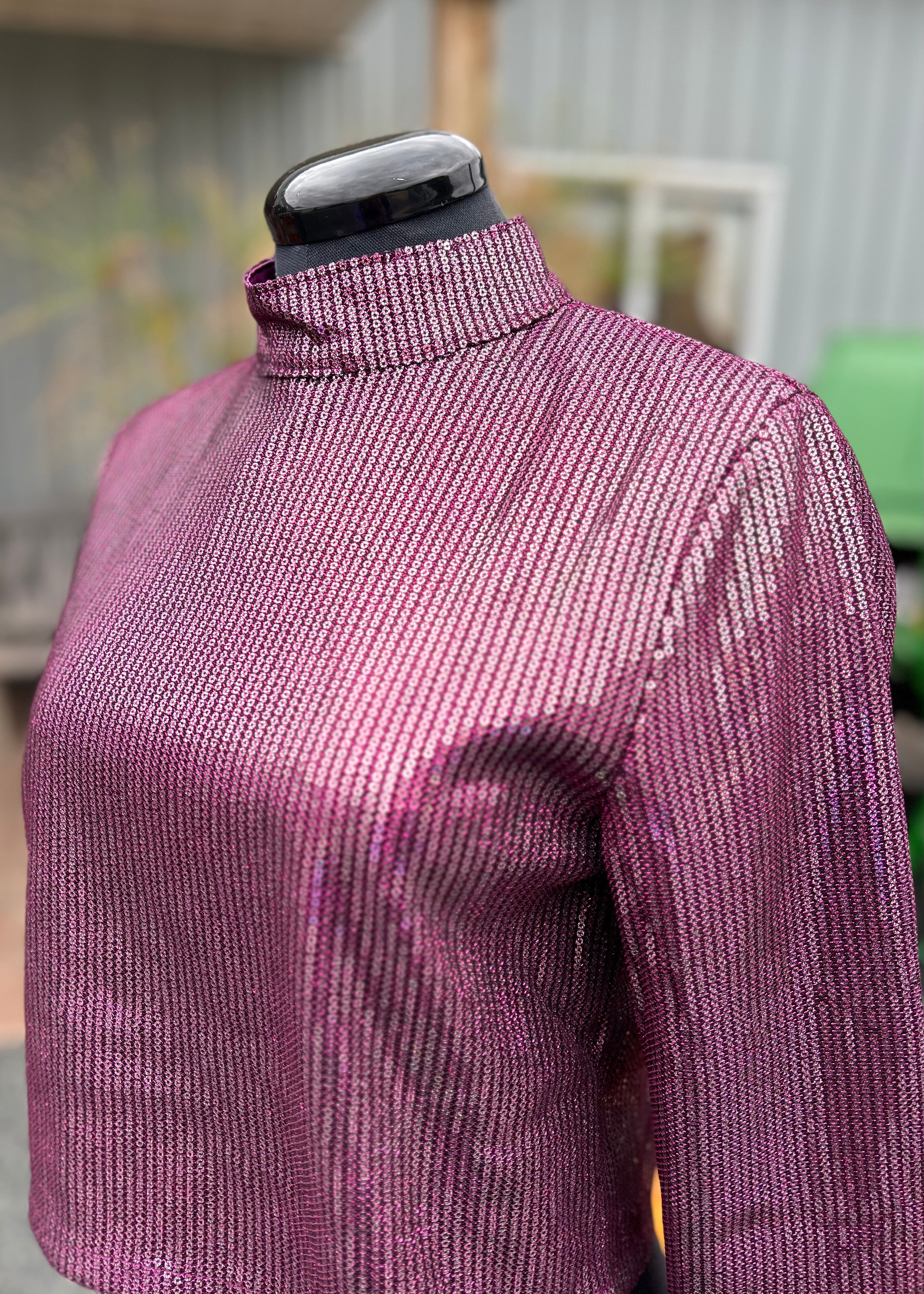Purple Sequin Shimmer Turtleneck Top
