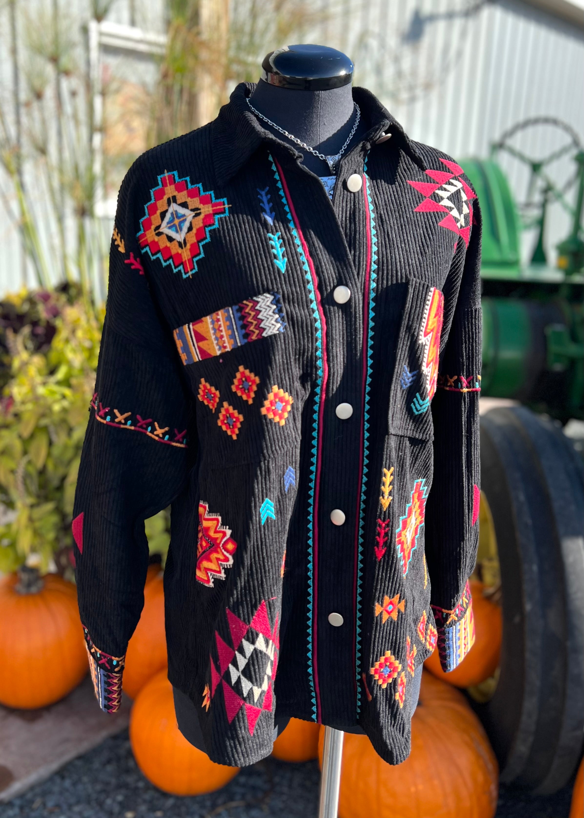Corduroy Jacket with Southwest Embroidery