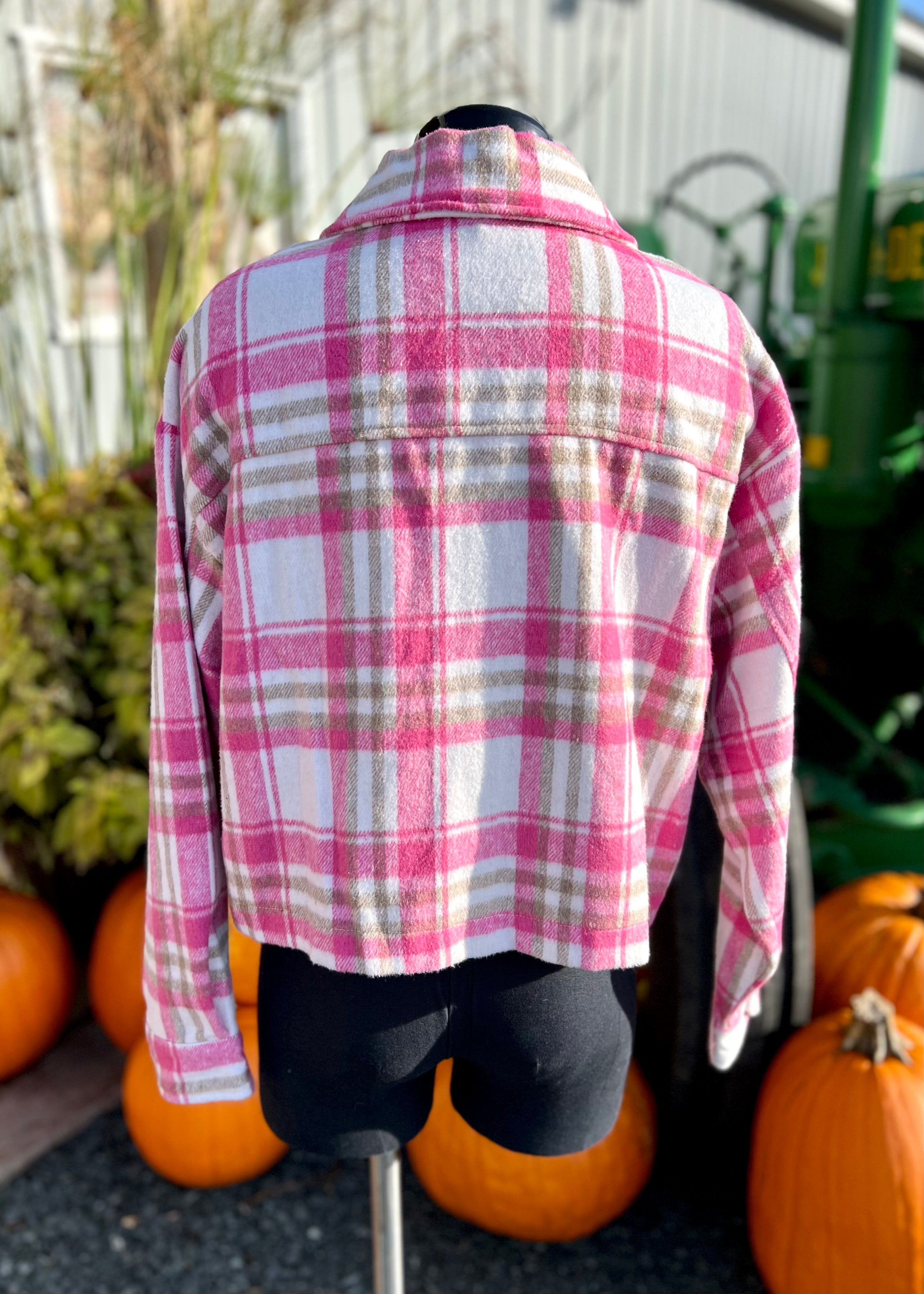 Pink Plaid Shacket Jacket