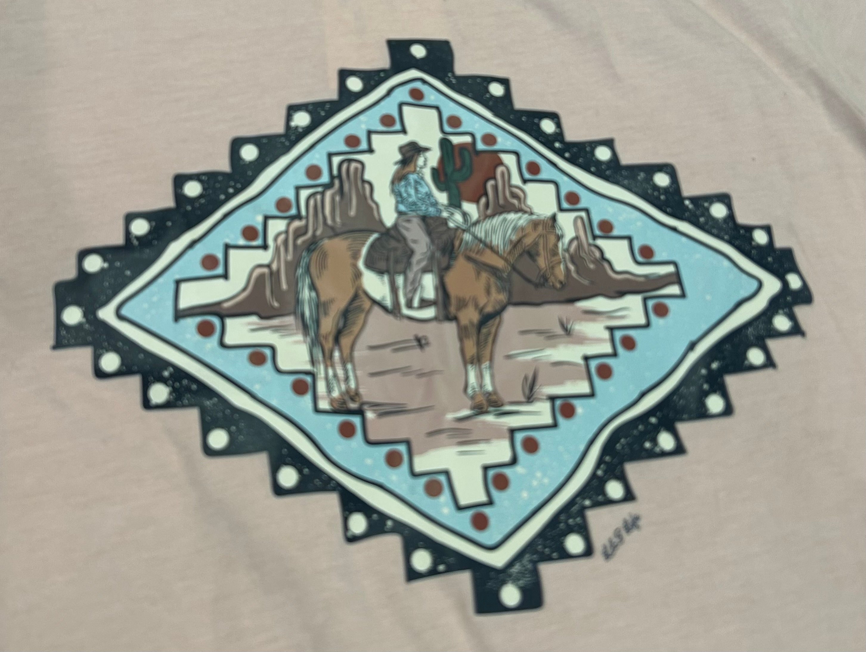 Women’s Peach Aztec Cowgirl T-shirt