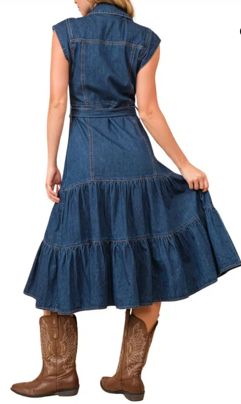 Blue B Women's Tiered Denim Dress