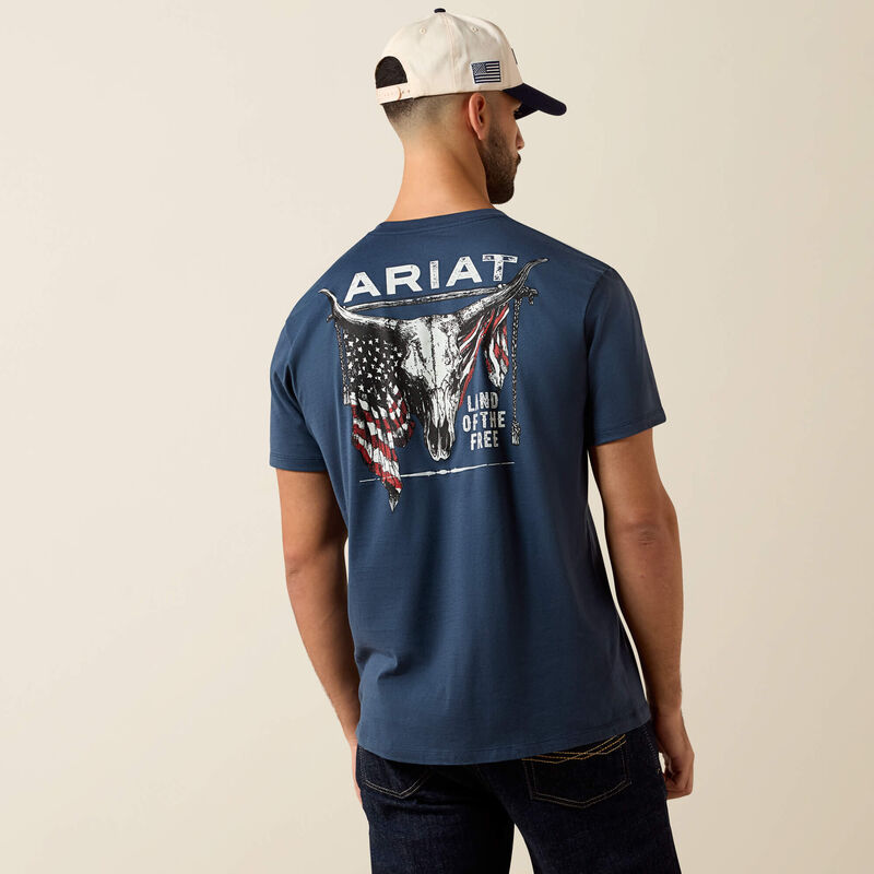 M Ariat Longhorn Patriot Bravery T-Shirt-Navy