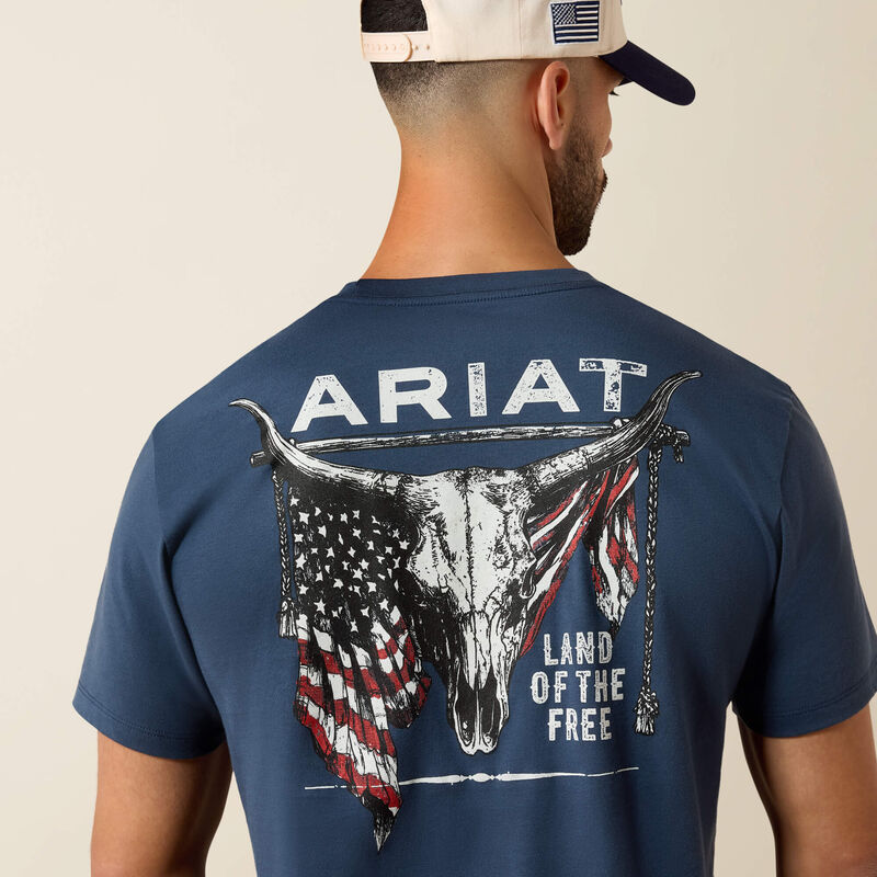 M Ariat Longhorn Patriot Bravery T-Shirt-Navy