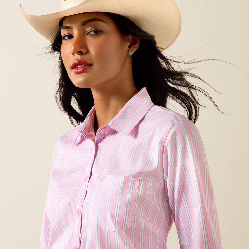 W Ariat Kirby LS Shirt- Pink/Lavender stripe