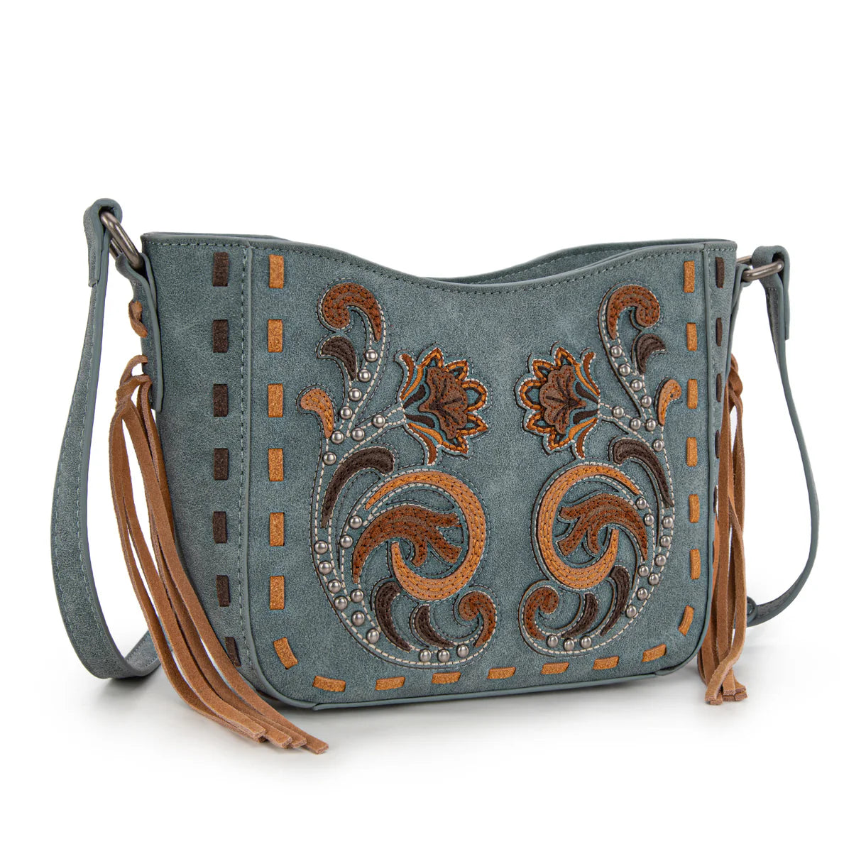Montana West Embroidered Crossbody in Jean