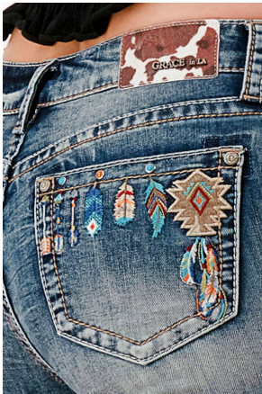 W Grace in LA Dream Catcher Easy Fit Bootcut Jeans
