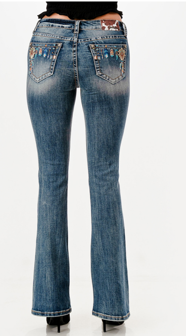 W Grace in LA Dream Catcher Easy Fit Bootcut Jeans