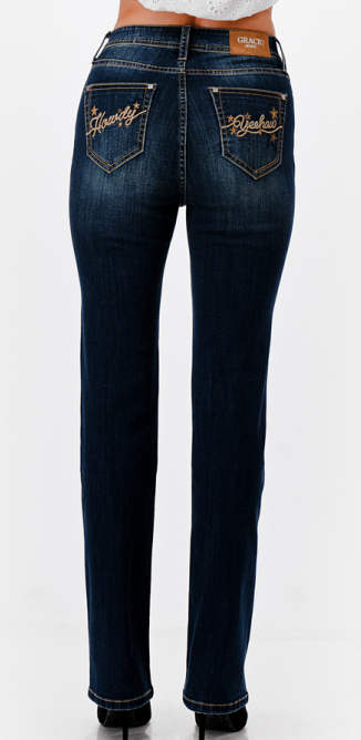 Grace in L.A. Yeehaw Embroidered Mom Jeans