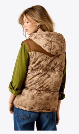 W ARIAT Frontier Puffer Vest-RETRO RODEO/DACHSHUND