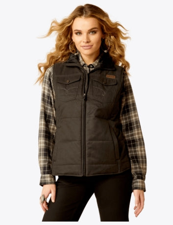 W ARIAT Grizzly Quilted Vest- Black