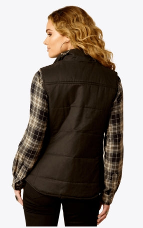 W ARIAT Grizzly Quilted Vest- Black