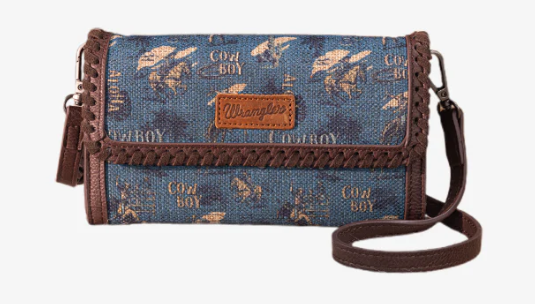 Wrangler Vintage Retro Cowboy Cool Print Wallet/Crossbody