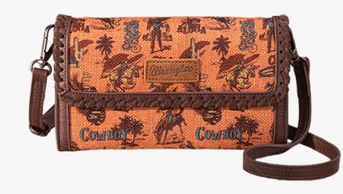 Wrangler Vintage Retro Cowboy Cool Print Wallet/Crossbody