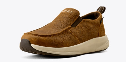 W Ariat Buckeye Slip On Waterproof Shoe- Tooled Brown