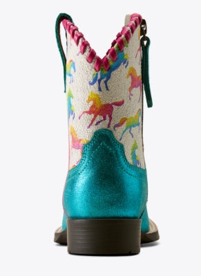 YTH Ariat Skydancer Wide Square Toe Western Boot-Aqua Dazzle