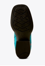 YTH Ariat Skydancer Wide Square Toe Western Boot-Aqua Dazzle
