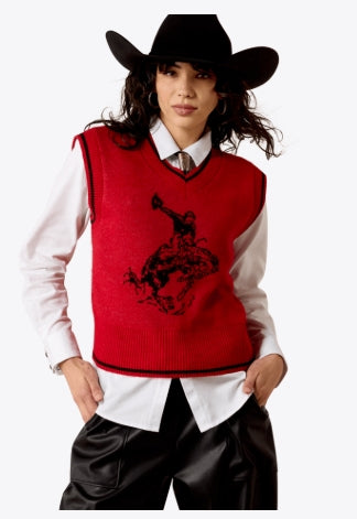 W Ariat Taylor Sweater Vest- Red