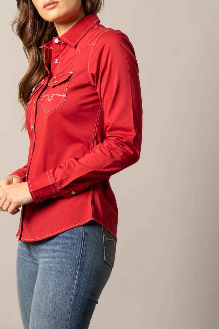 W Kimes Ranch Skeeter Performance Button up/Burnt Red