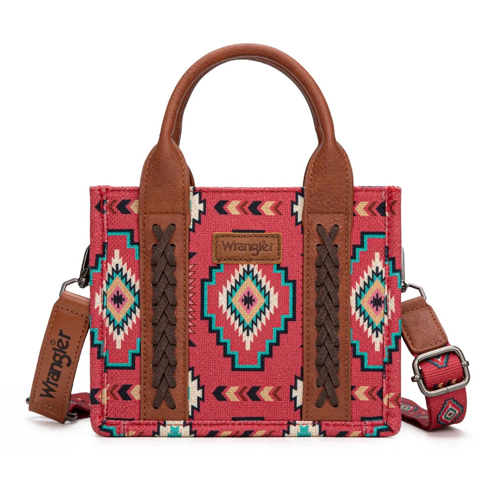 Wrangler Aztec Print Braided Detail Tote Bag