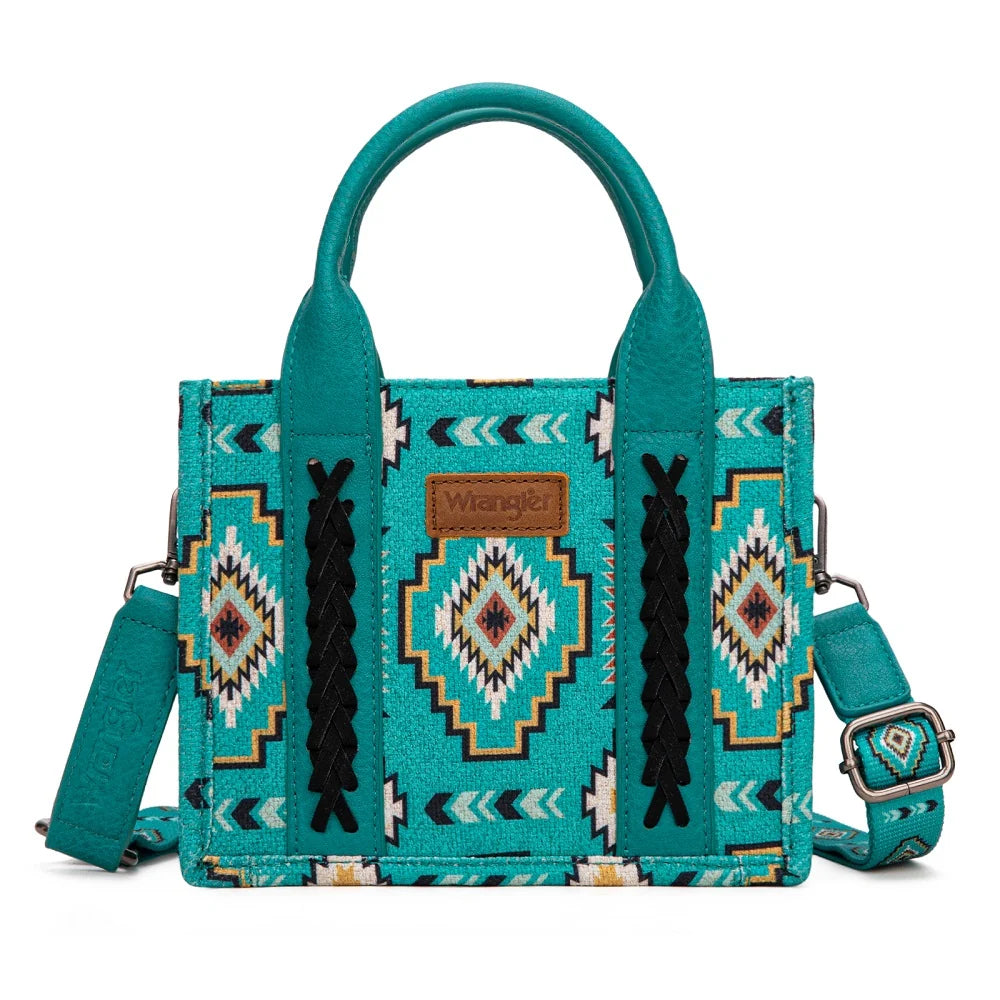 Wrangler Aztec Print Braided Detail Tote Bag