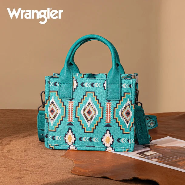 Wrangler Aztec Print Braided Detail Tote Bag