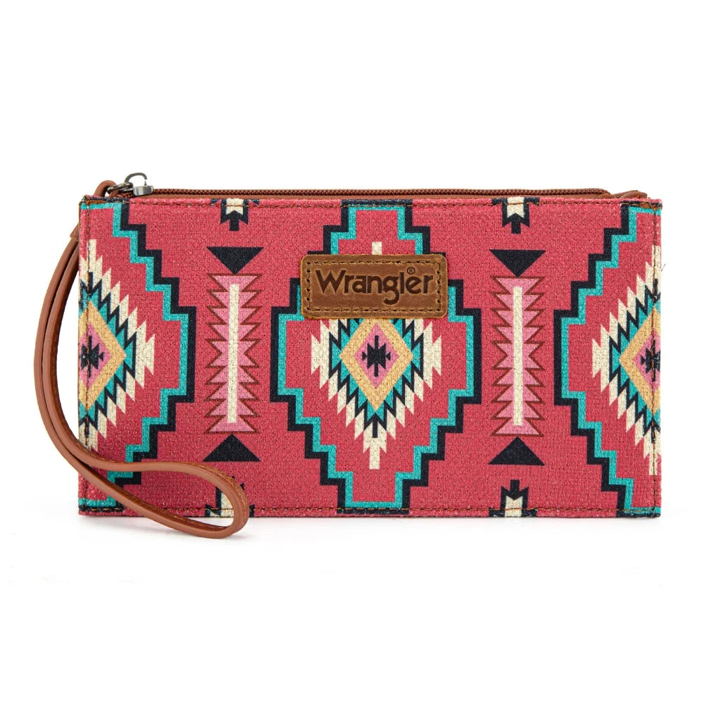 Wrangler Aztec Print Zip Around Wristlet Wallet
