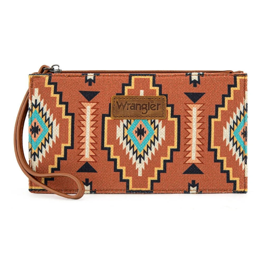 Wrangler Aztec Print Zip Around Wristlet Wallet