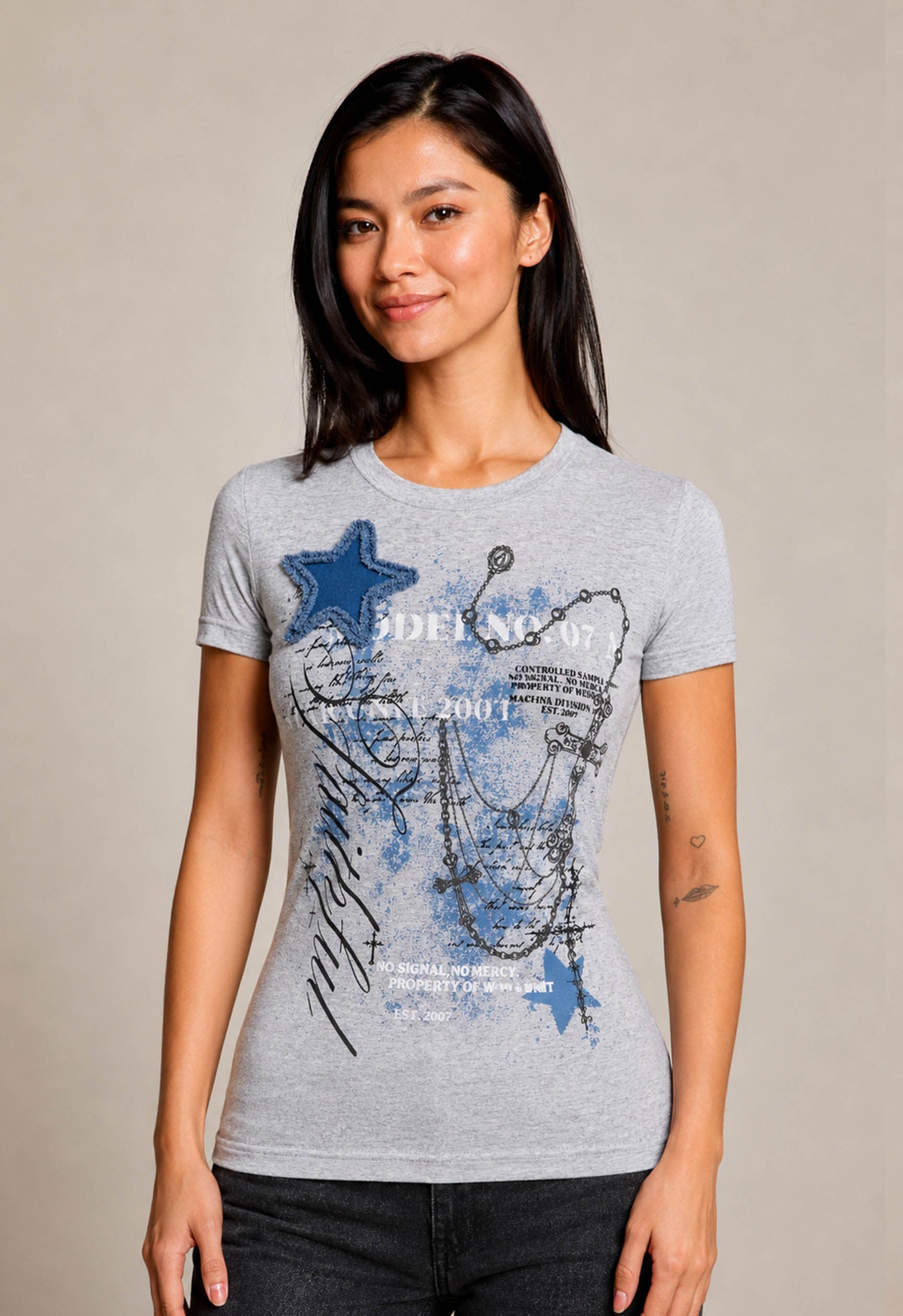 W Y2K Denim Star T-shirt