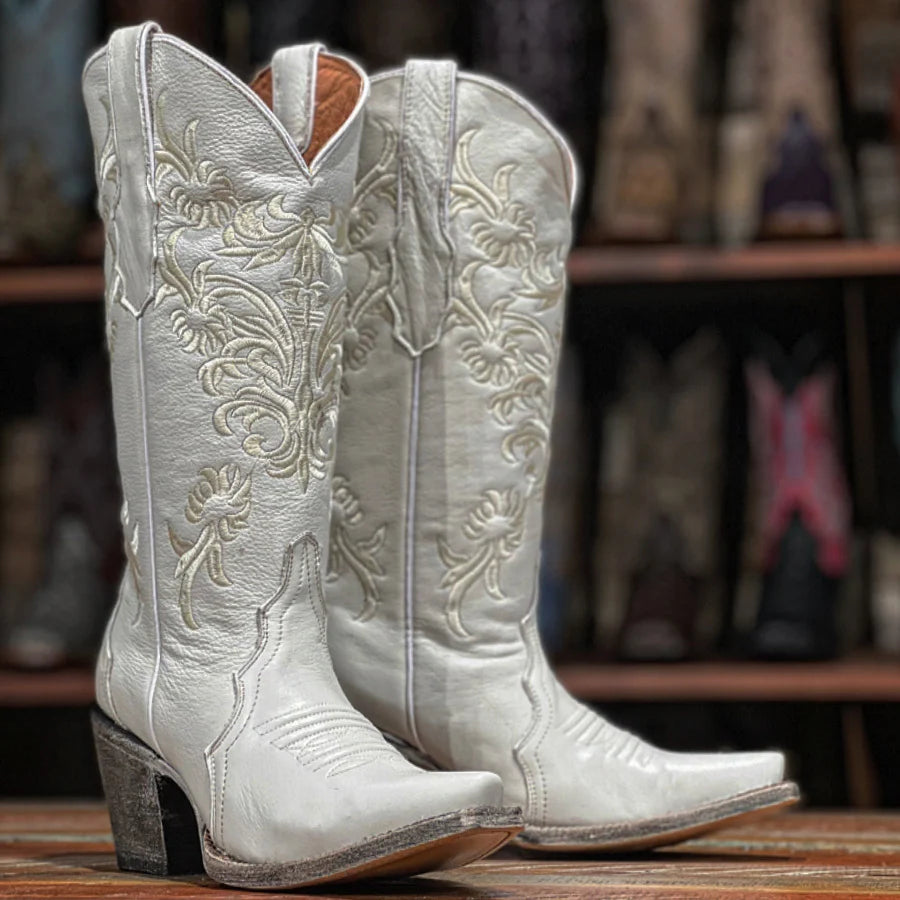 Tanner Mark Boots Women's Triad Bone Calf with Ivory embelishment
