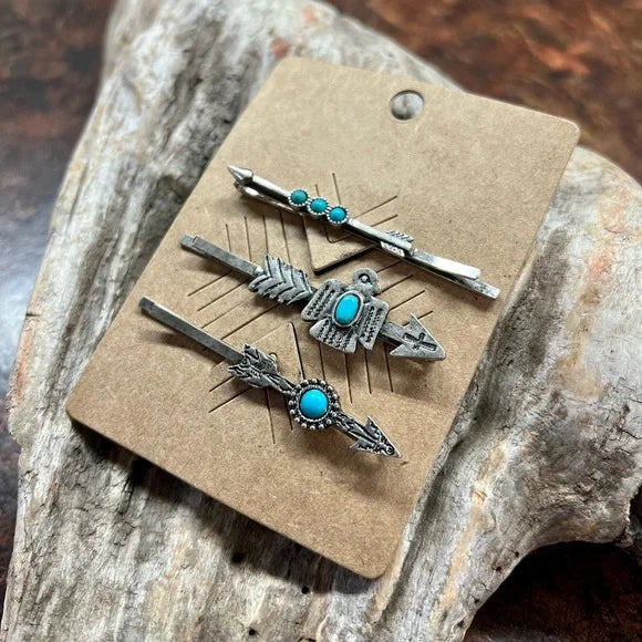 Set of 3 Hair pins with turquoise | Bobby Pins | Southwest
