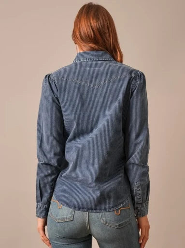 W Kimes Ranch Frankie Button Up-Indigo Stripe