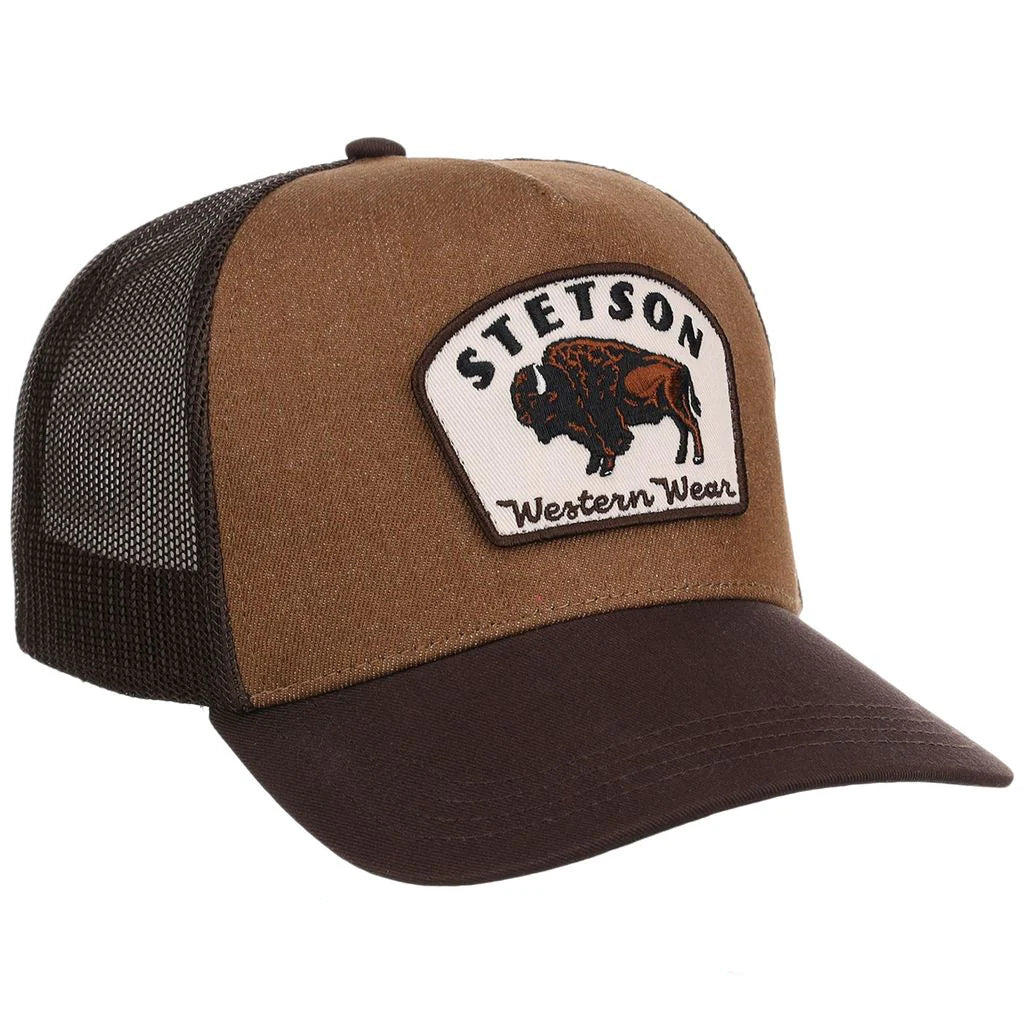 Stetson Bison Patch Trucker Hat- Brown