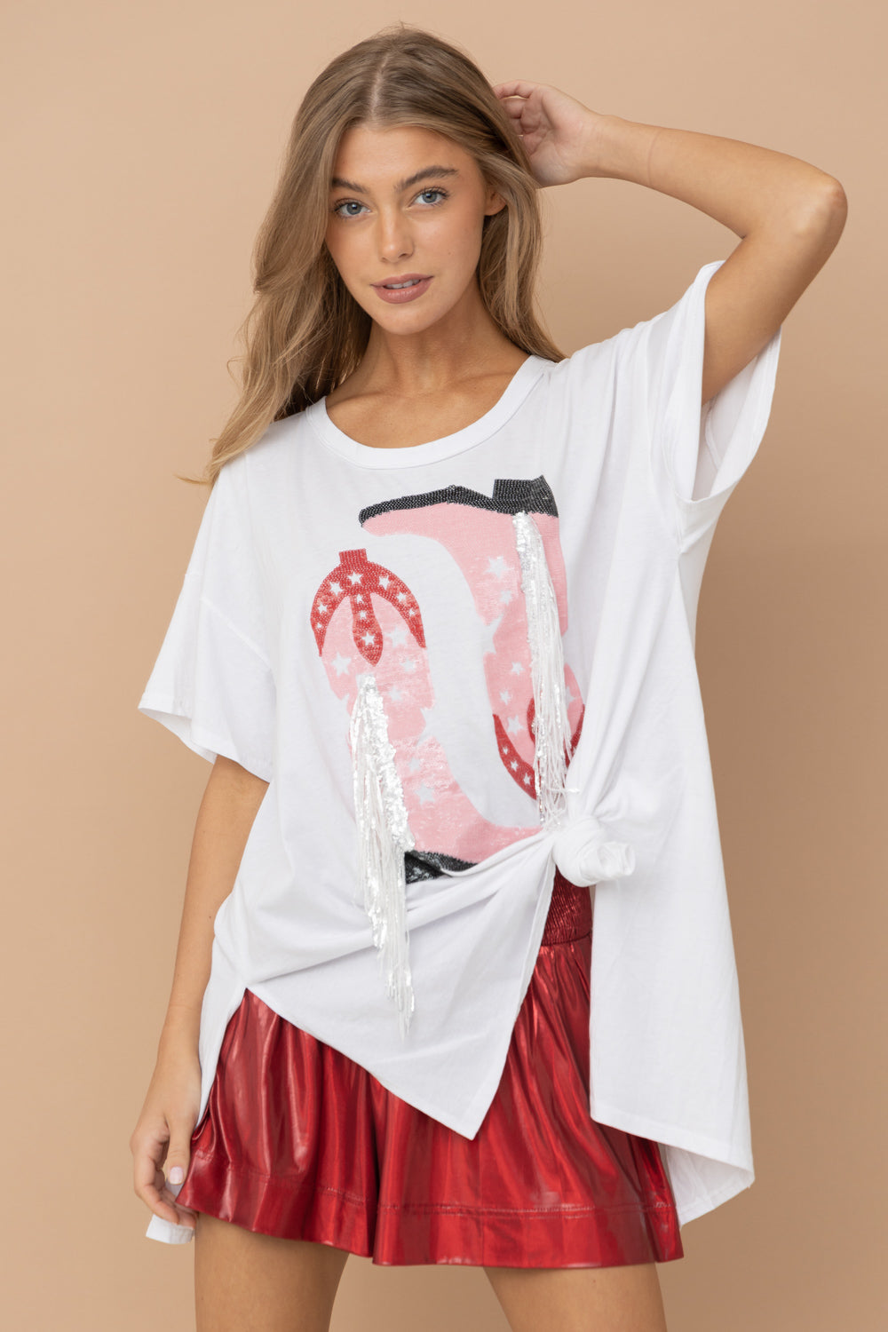Boots Graphic Sequin Tee