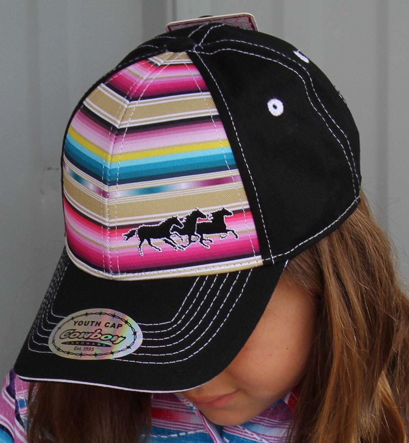 Cowgirl Hardware Youth Serape Running Horses Cap Hat