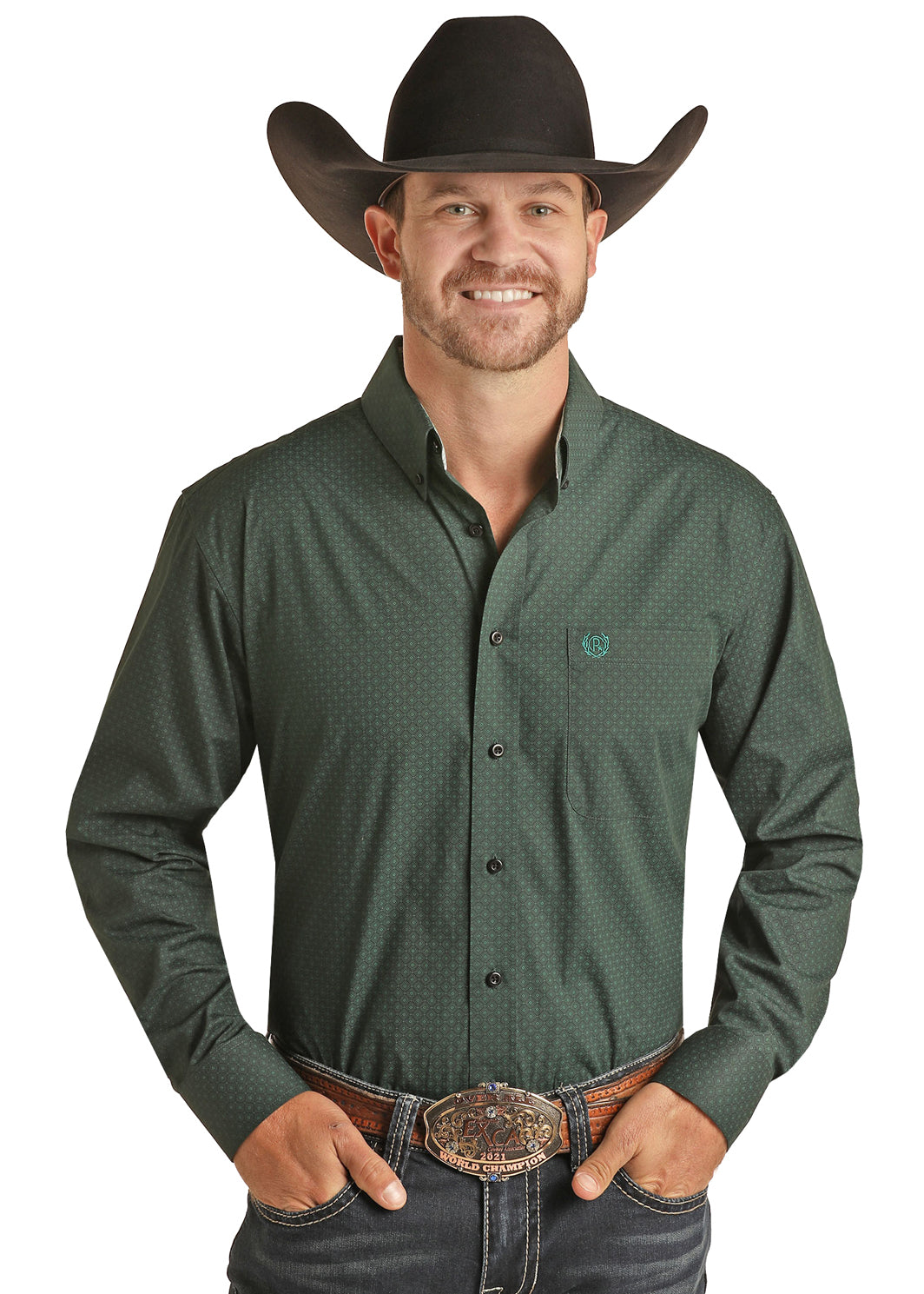 Panhandle Evergreen Long Sleeve Snap Front Shirt