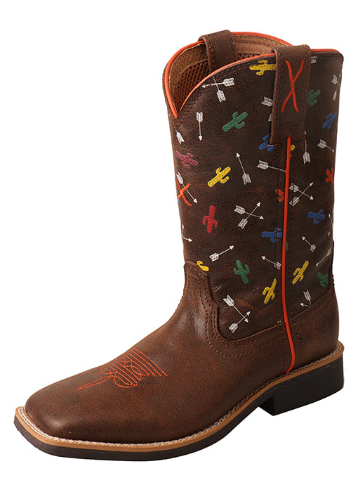 SALE! Twisted X Kid’s Top Hand Boot – Brown/Arrow Cactus - RM Tack & Apparel