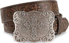 Nocona Women's Brown Tooled Floral and Cross Belt - RM Tack & Apparel