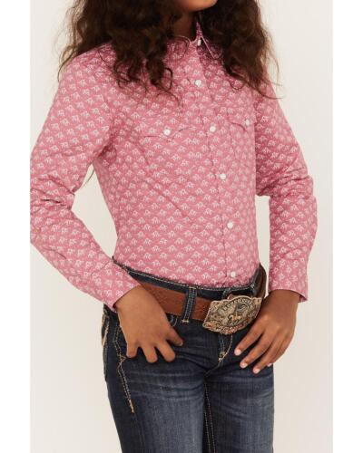 Girl's Panhandle RSGSOSRYTY Pink All-over Print Long Sleeve Snap Shirt