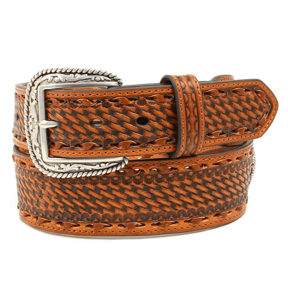 Men's Ariat Weave Stamped & Cow Hair Overlay Belt - RM Tack & Apparel